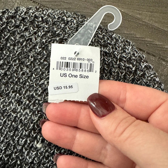 AMERICAN EAGLE NWT Marled Black/Gray/White Folded Band Beanie O/S - Picture 2 of 5